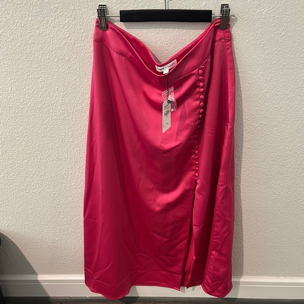 Express Pink Asymmetrical Ruched Midi Skirt